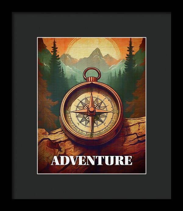 Adventure Compass Rustic - Framed Print