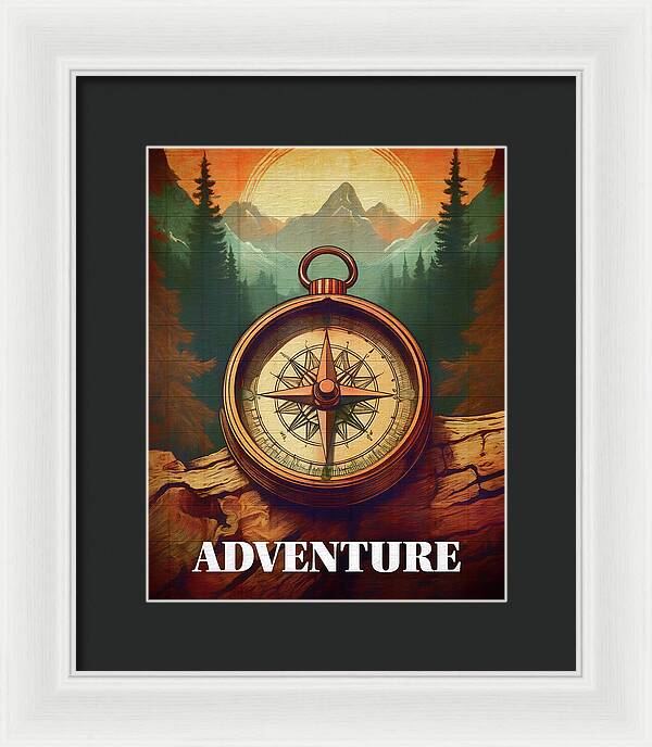 Adventure Compass Rustic - Framed Print