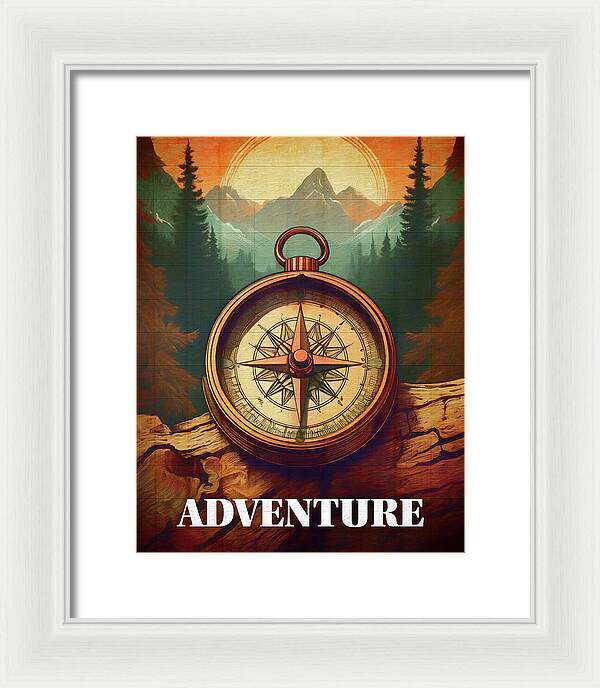 Adventure Compass Rustic - Framed Print