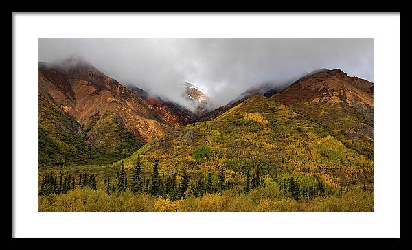 Alaska Range In Autumn Landscape - Framed Print