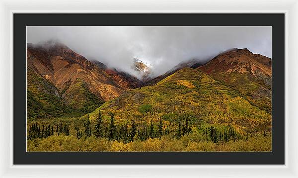 Alaska Range In Autumn Landscape - Framed Print