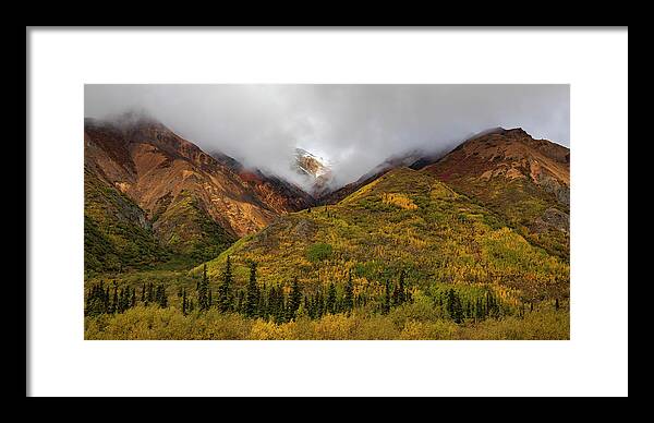 Alaska Range In Autumn Landscape - Framed Print