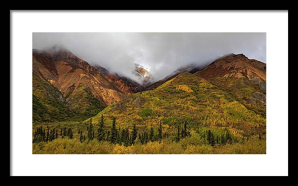 Alaska Range In Autumn Landscape - Framed Print