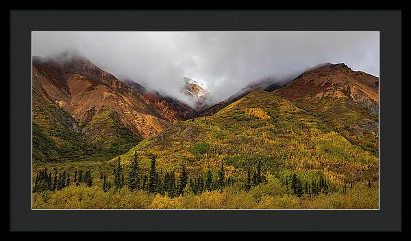 Alaska Range In Autumn Landscape - Framed Print