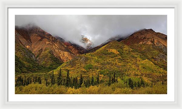 Alaska Range In Autumn Landscape - Framed Print