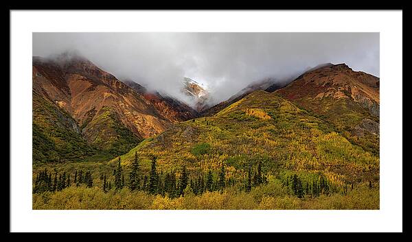 Alaska Range In Autumn Landscape - Framed Print