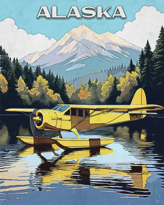 Alaska Seaplane Vintage Poster - Art Print