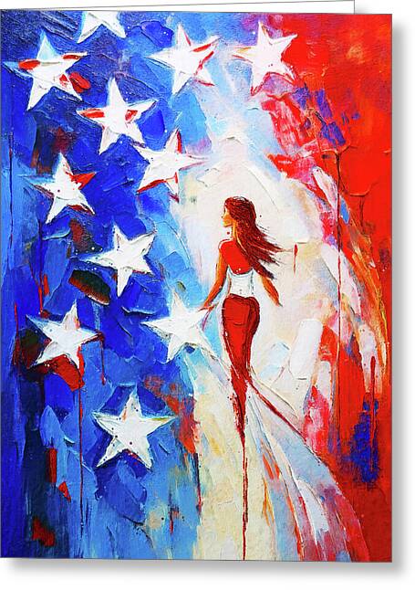 American Woman Painting - Greeting Card