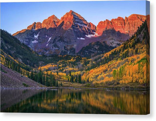 Autumn Sunrise Maroon Bells - Canvas Print