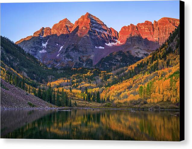 Autumn Sunrise Maroon Bells - Canvas Print