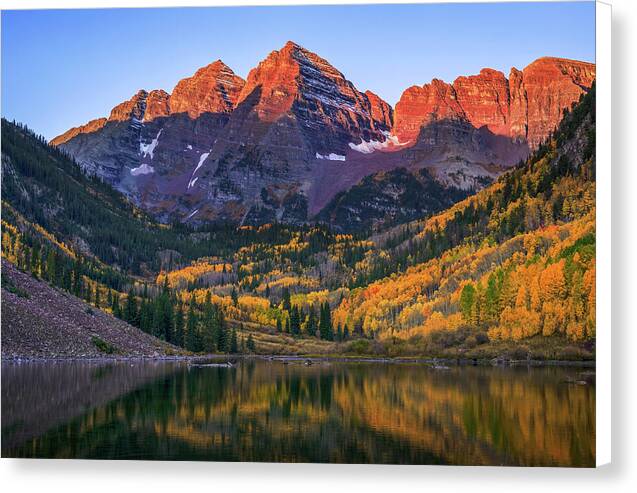 Autumn Sunrise Maroon Bells - Canvas Print