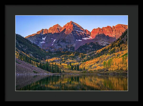 Autumn Sunrise Maroon Bells - Framed Print