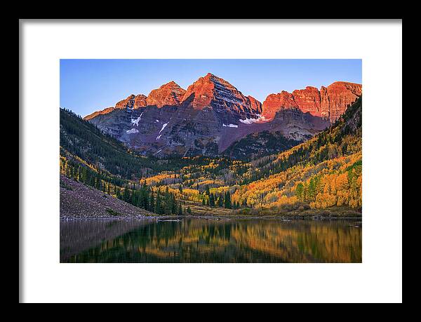 Autumn Sunrise Maroon Bells - Framed Print