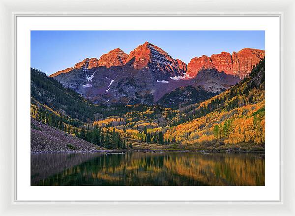 Autumn Sunrise Maroon Bells - Framed Print