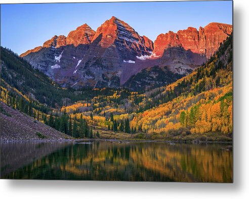 Autumn Sunrise Maroon Bells - Metal Print