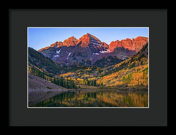 Autumn Sunrise Maroon Bells - Framed Print