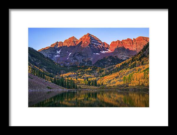 Autumn Sunrise Maroon Bells - Framed Print