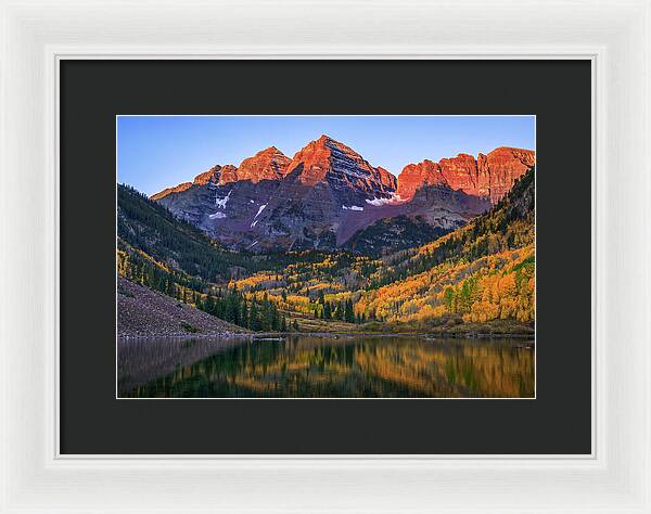 Autumn Sunrise Maroon Bells - Framed Print