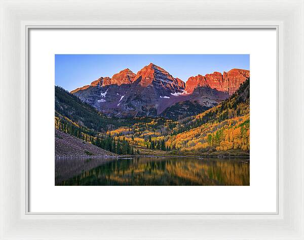 Autumn Sunrise Maroon Bells - Framed Print