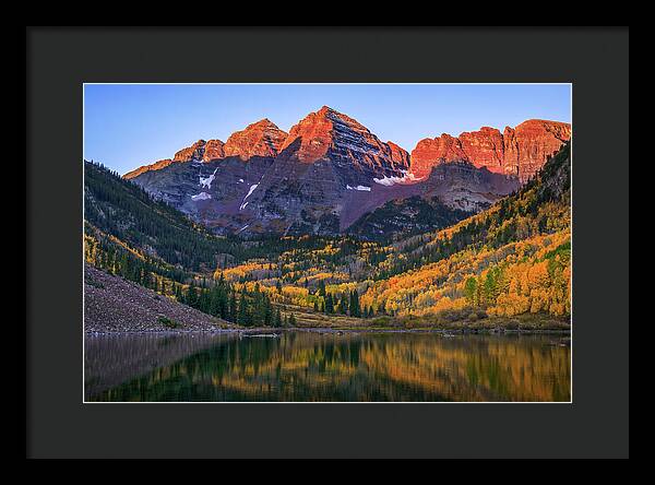 Autumn Sunrise Maroon Bells - Framed Print