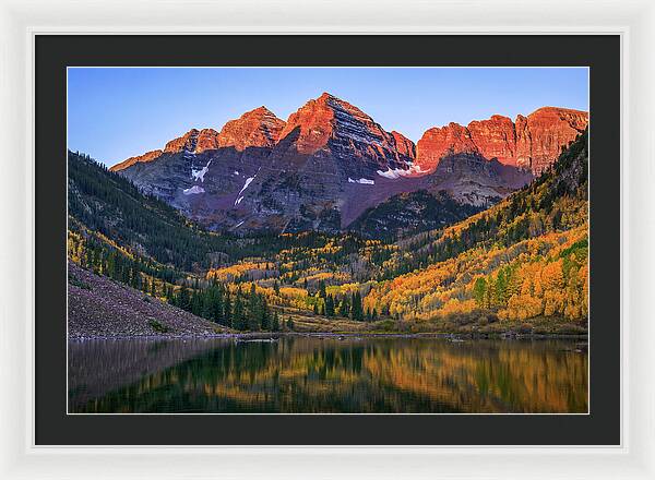 Autumn Sunrise Maroon Bells - Framed Print