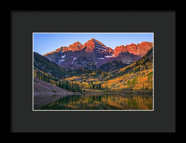 Autumn Sunrise Maroon Bells - Framed Print