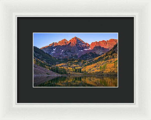 Autumn Sunrise Maroon Bells - Framed Print