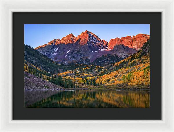 Autumn Sunrise Maroon Bells - Framed Print