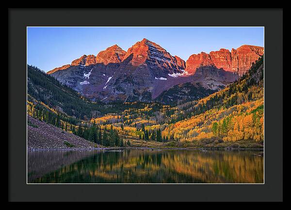 Autumn Sunrise Maroon Bells - Framed Print