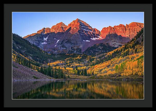 Autumn Sunrise Maroon Bells - Framed Print