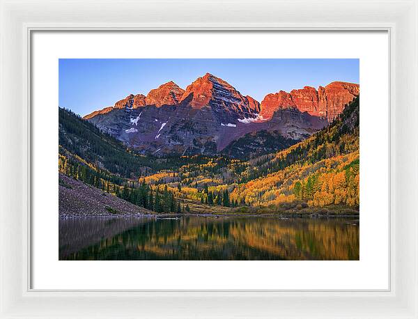 Autumn Sunrise Maroon Bells - Framed Print