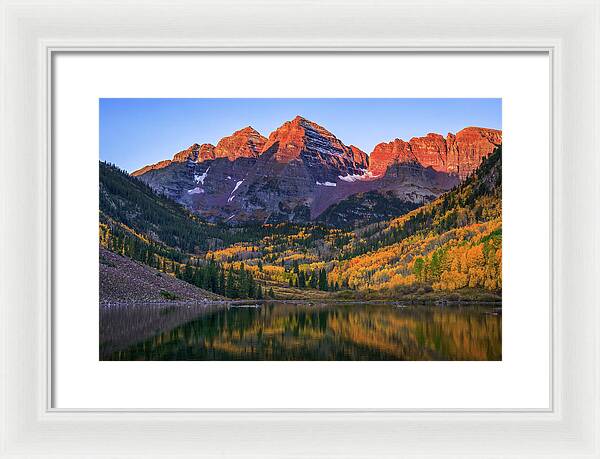 Autumn Sunrise Maroon Bells - Framed Print