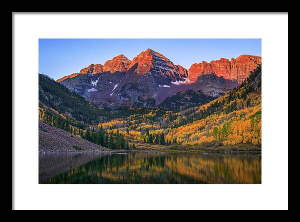 Autumn Sunrise Maroon Bells - Framed Print