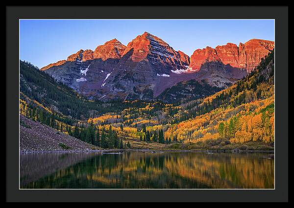 Autumn Sunrise Maroon Bells - Framed Print