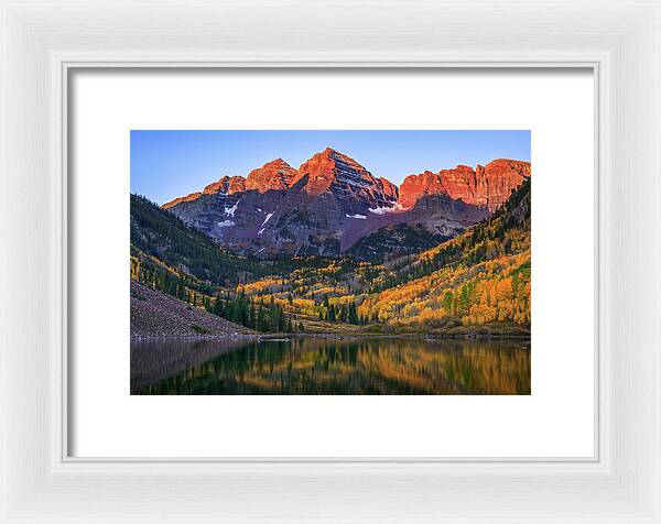 Autumn Sunrise Maroon Bells - Framed Print