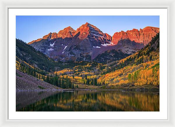 Autumn Sunrise Maroon Bells - Framed Print