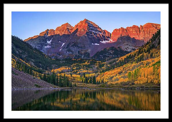 Autumn Sunrise Maroon Bells - Framed Print