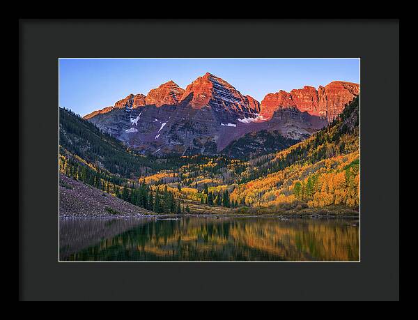 Autumn Sunrise Maroon Bells - Framed Print