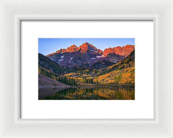 Autumn Sunrise Maroon Bells - Framed Print