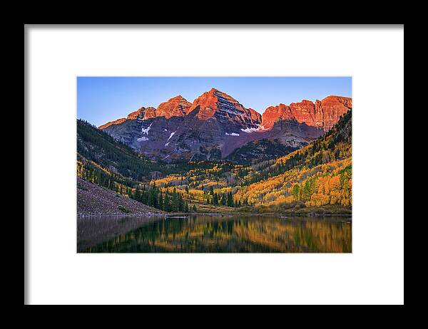 Autumn Sunrise Maroon Bells - Framed Print