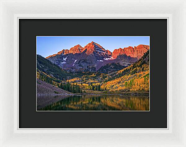 Autumn Sunrise Maroon Bells - Framed Print