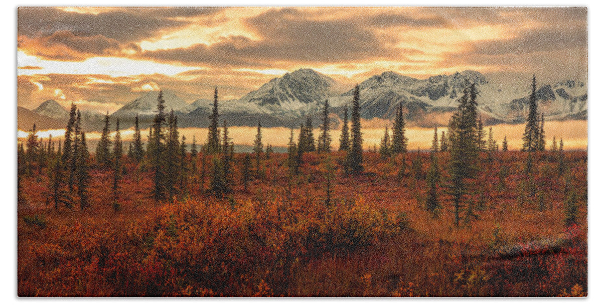 Autumn Sunrise On Denali Highway - Bath Towel