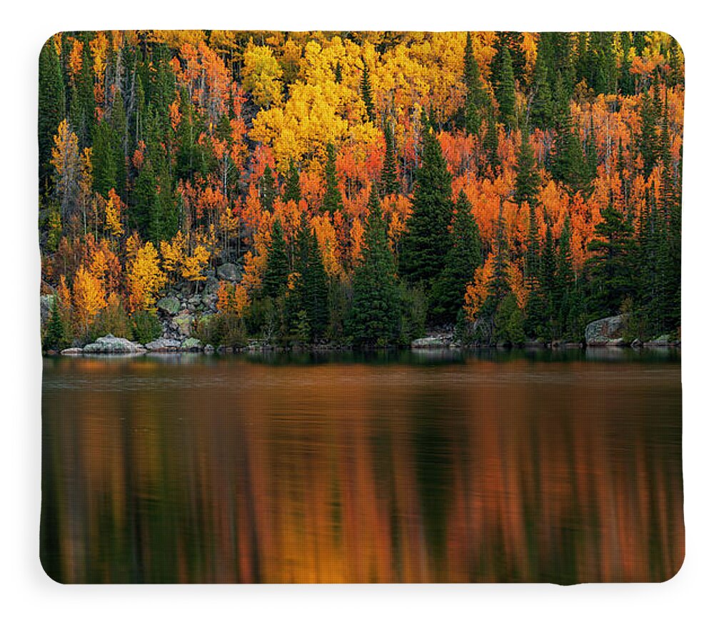 Bear Lake Autumn Reflections Colorado - Blanket