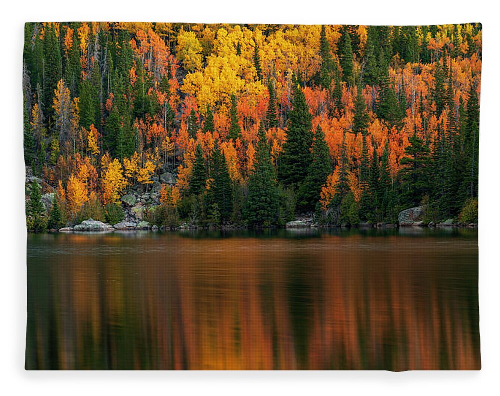 Bear Lake Autumn Reflections Colorado - Blanket