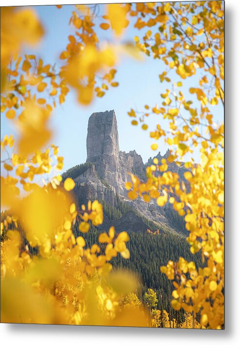 Chimeny Peak Colorado In Fall - Metal Print