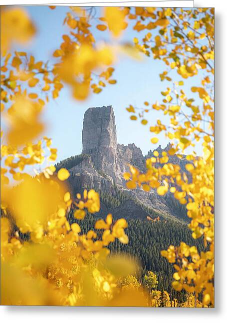 Chimeny Peak Colorado In Fall - Greeting Card