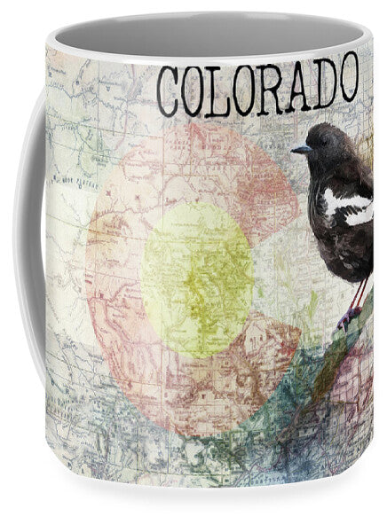 Colorado State Map And Lark Bunting - Mug