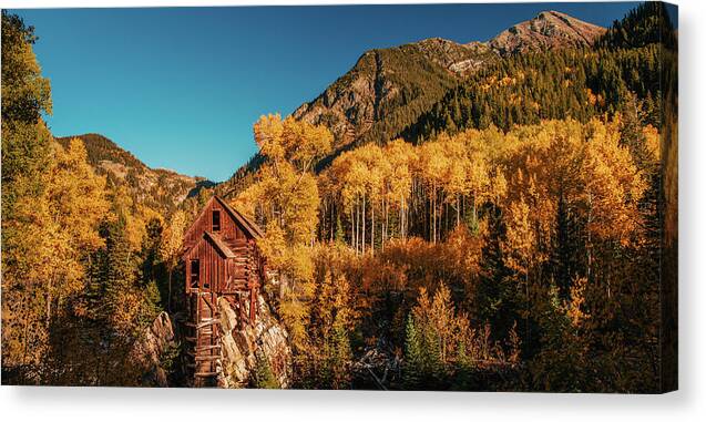 Crystal Mill Panorama Colorado In Autumn - Canvas Print