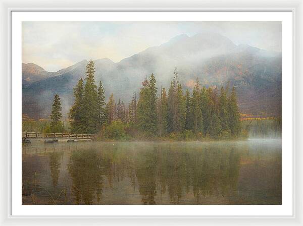 Ethereal Pyramid Island Canadian Rockies - Framed Print