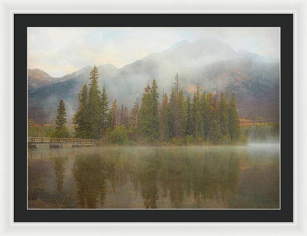 Ethereal Pyramid Island Canadian Rockies - Framed Print